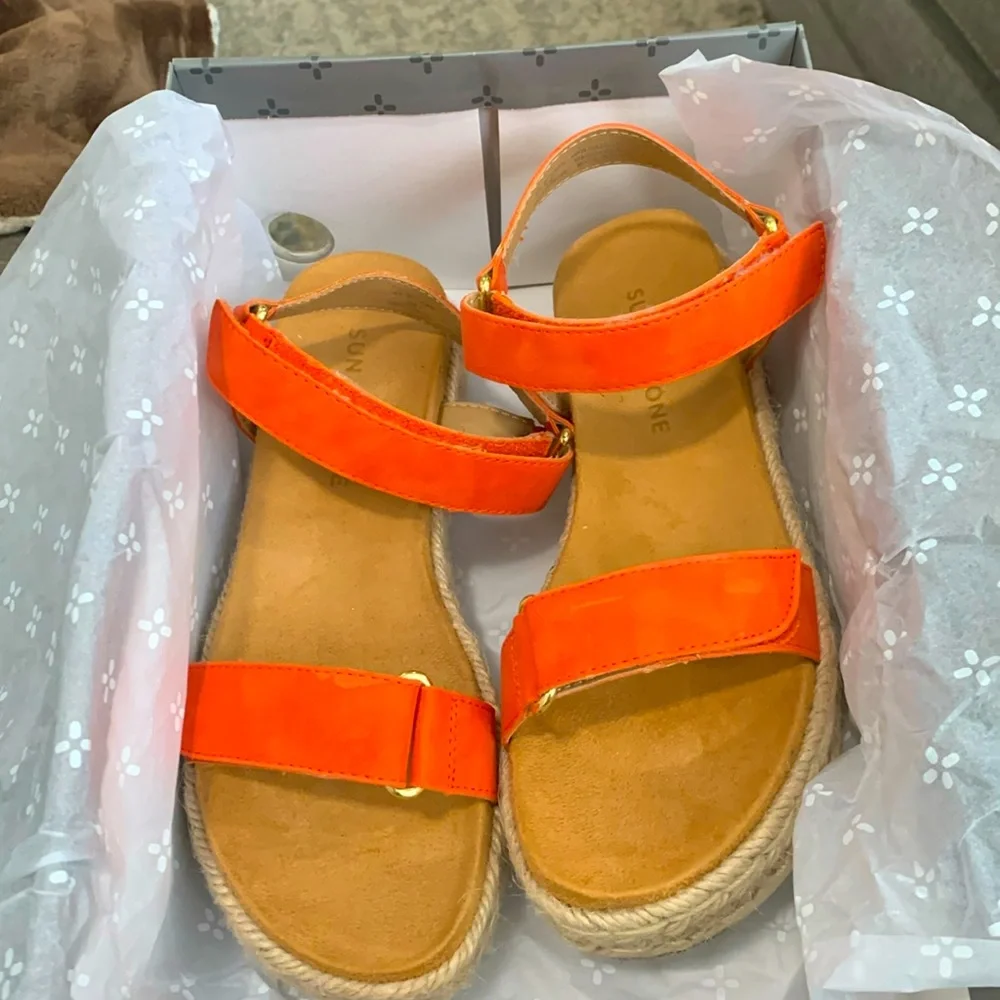 SUN+STONE Demi Sandal - Orange. Like new - Picture 2 of 7